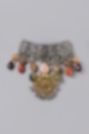 Oxidised Finish Ganesha Choker Necklace by ACCENTUATE