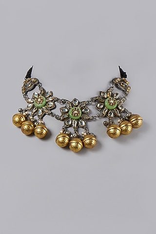 Oxidised Finish Necklace With Semi-Precious Stones by ACCENTUATE