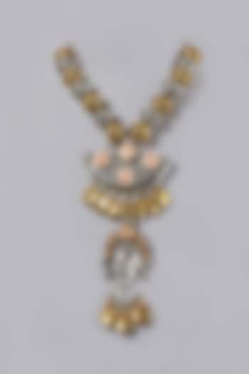 Oxidised Finish Necklace With Meenakari & Kundan by ACCENTUATE