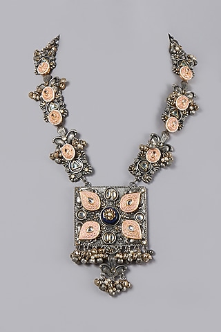 Oxidised Finish Necklace With Kundan by ACCENTUATE