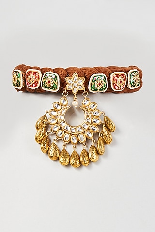 Gold Finish Kundan Polki Choker Necklace by ACCENTUATE