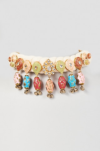 Gold Finish Kundan Polki Choker Necklace by ACCENTUATE