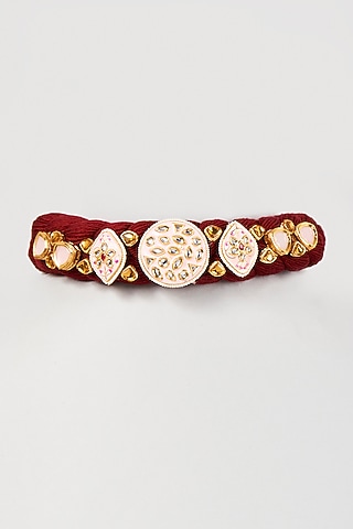 Gold Finish Kundan Polki Choker Necklace by ACCENTUATE