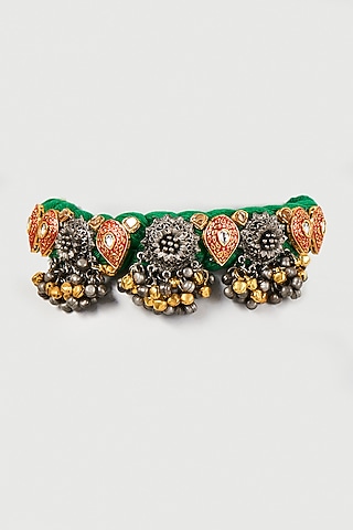 Gold Finish Kundan Polki Choker Necklace by ACCENTUATE