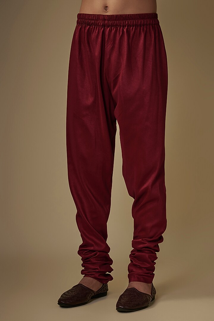 Maroon Silk Stone Embroidered Wedding Sherwani Set by ACHKANN at Pernia's Pop Up Shop