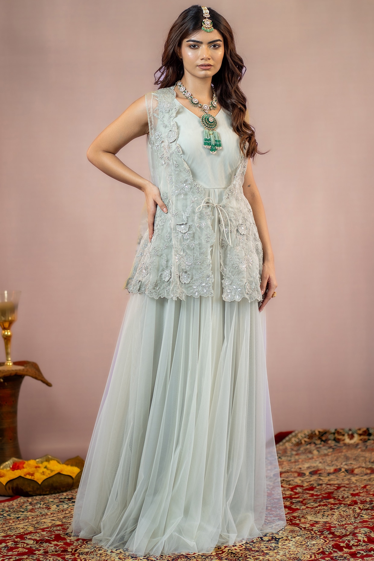 Buy Gown With Long Net Jacket for Women Online from India s Luxury Designers 2024