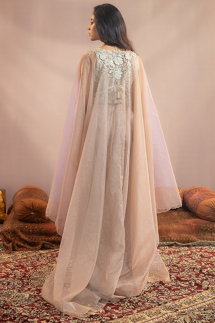 Mauve Pure Silk Draped Skirt Set by AANCHAL VIJAYWARGI at Pernia's Pop Up Shop