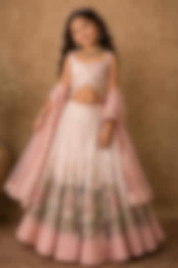 Pastel Pink Georgette Sequin Embroidered Lehenga Set For Girls by Archana Kochhar Kids at Pernia's Pop Up Shop