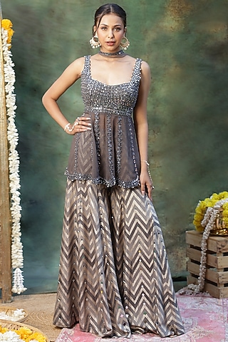 Shop Grey Sharara Suit for Women Online from India's Luxury Designers 2026 Shop Grey Sharara Suit for Women Online from India's Luxury Designers 2026