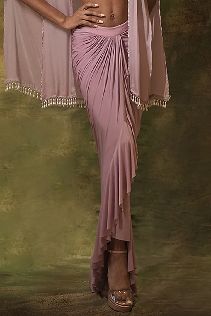 Lilac Organza Gota hand Embroidered Cape Set by Archana Kochhar at Pernia's Pop Up Shop