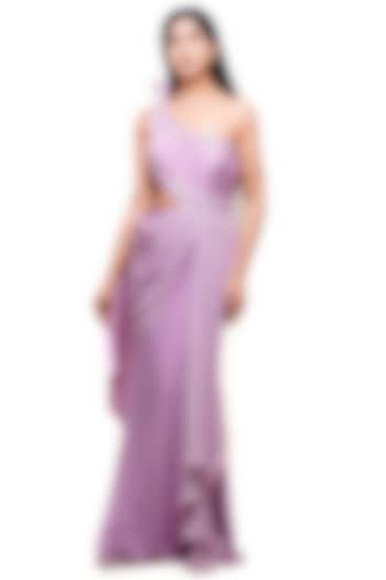 Lilac Lycra & Shimmer Georgette Embroidered Draped Gown by Archana Kochhar