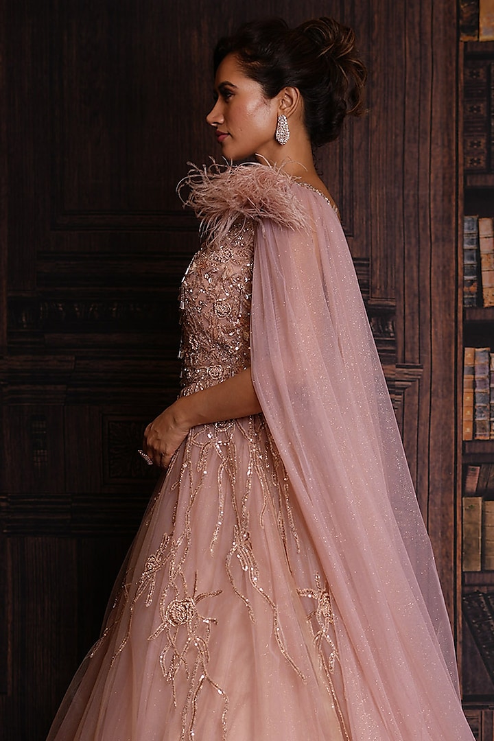 Fitted Rose Gold Wedding Dress BELLAMY Rose Gold Glitter A Line