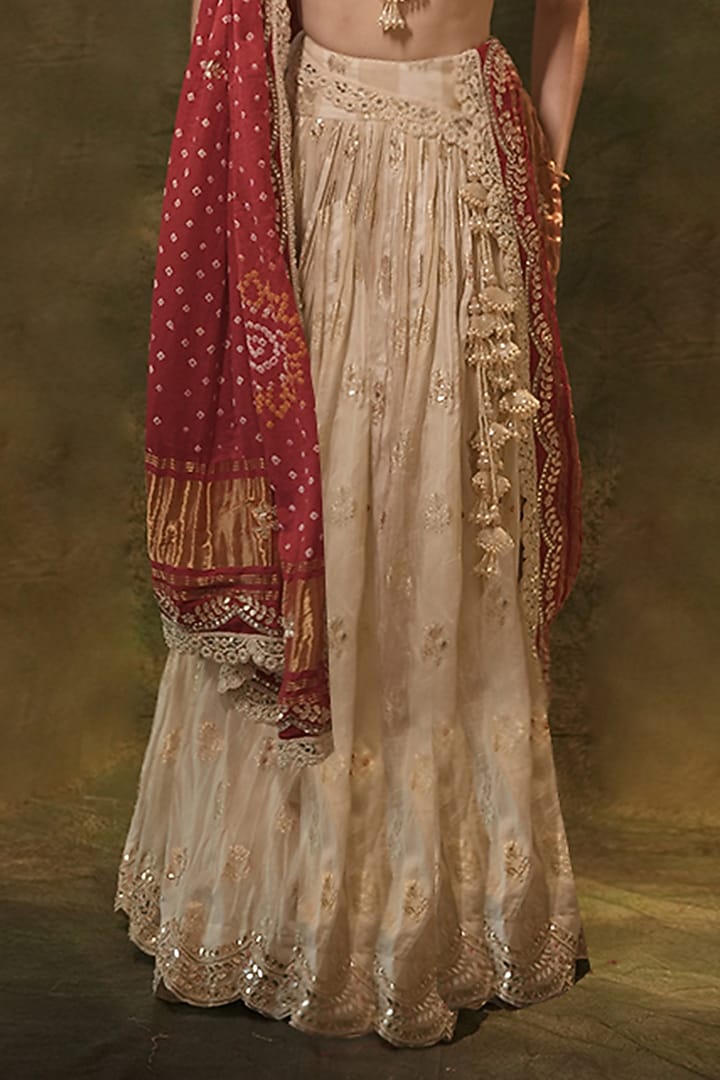 Ivory Pure Woven Zari Wedding Lehenga Set by Archana Kochhar at Pernia's Pop Up Shop