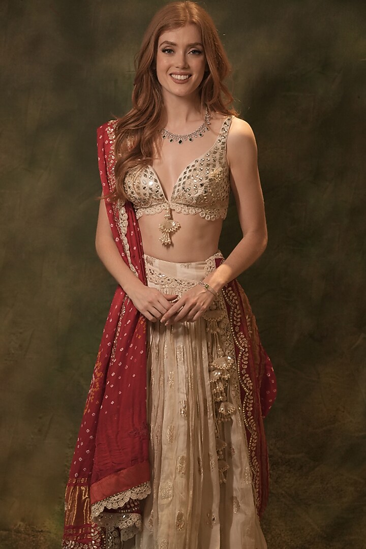 Ivory Pure Woven Zari Wedding Lehenga Set by Archana Kochhar at Pernia's Pop Up Shop