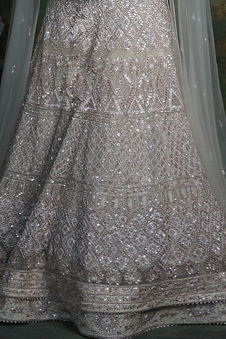 Beige Embroidered Bridal Lehenga Set by Archana Kochhar at Pernia's Pop Up Shop