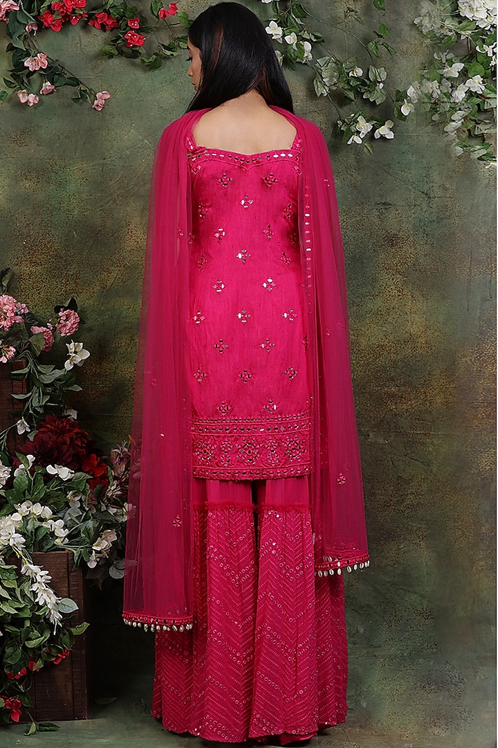 Pink Embroidered Party Wear Sharara Set by Archana Kochhar at Pernia's Pop Up Shop