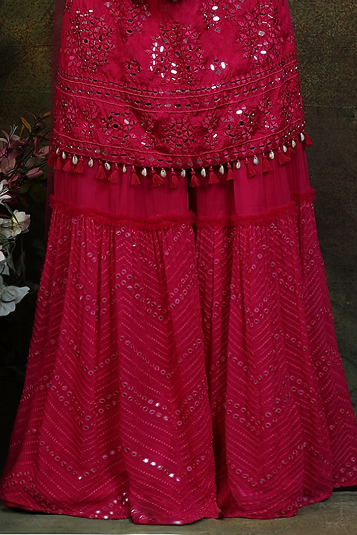 Pink Embroidered Party Wear Sharara Set by Archana Kochhar at Pernia's Pop Up Shop