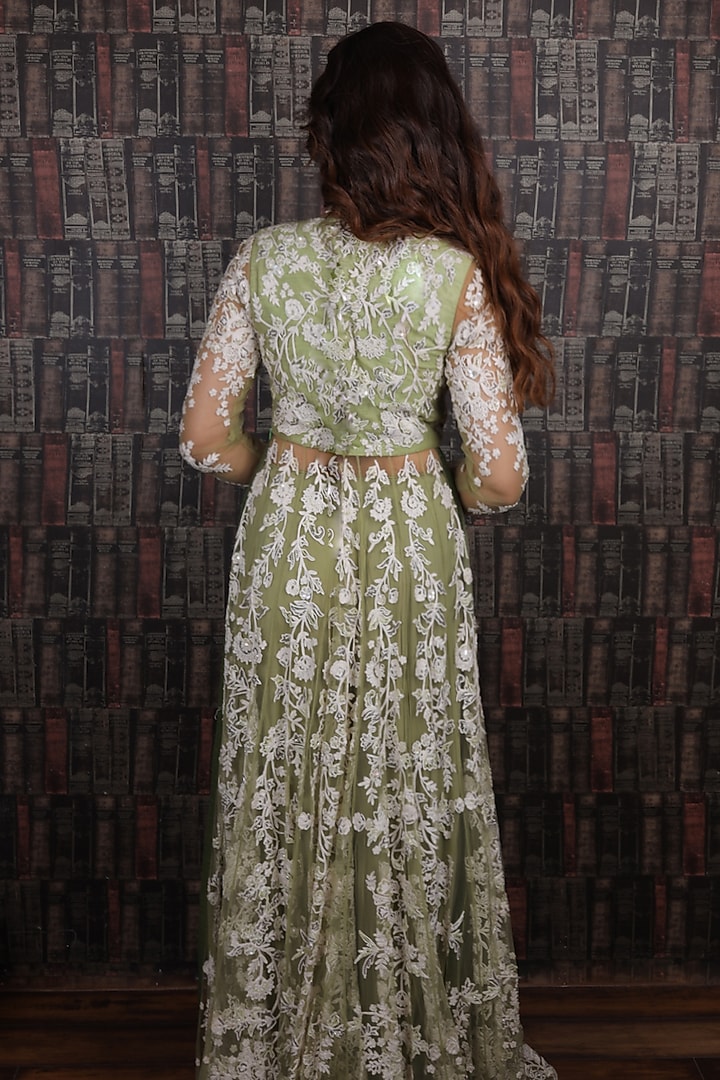 Light Green Embroidered Bridal Anarkali Set by Archana Kochhar at Pernia's Pop Up Shop
