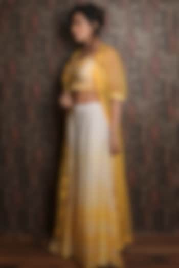 Yellow Embroidered Jacket Set by Archana Kochhar at Pernia's Pop Up Shop