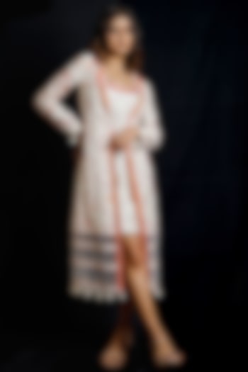 Ivory Embroidered Jacket Vacation Dress by Archana Kochhar at Pernia's Pop Up Shop