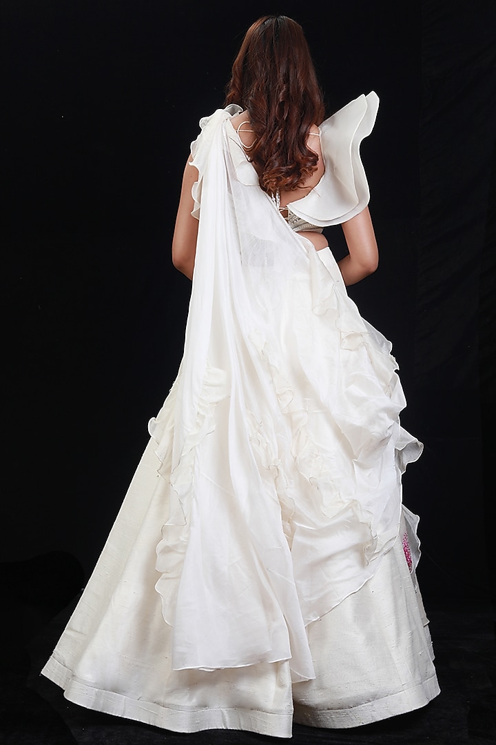 Ivory Sequins Hand Embroidered Wedding Lehenga Set by Archana Kochhar at Pernia's Pop Up Shop