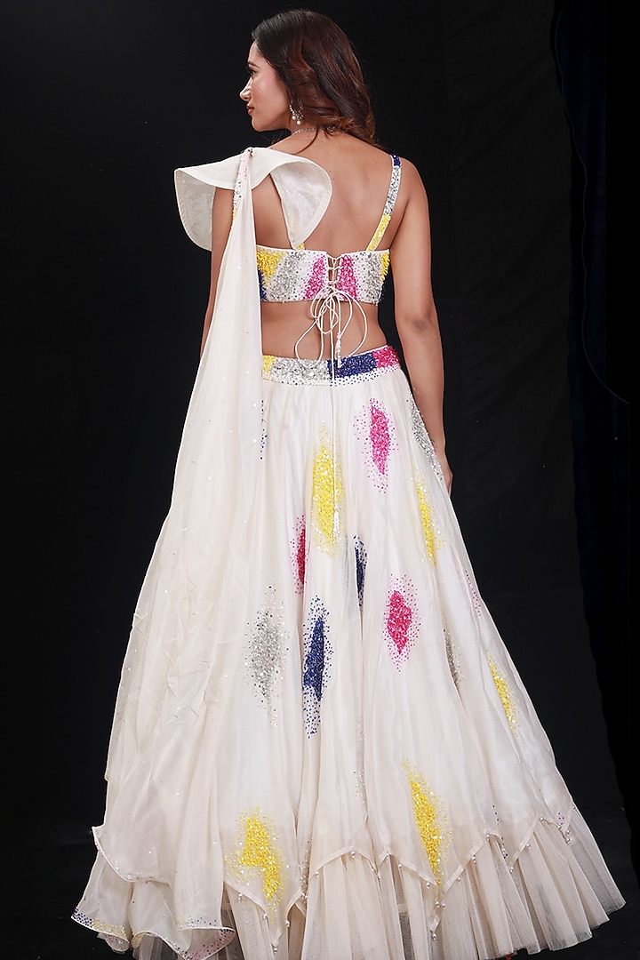 Ivory Cutdana Beaded Hand Embroidered Wedding Lehenga Set by Archana Kochhar at Pernia's Pop Up Shop