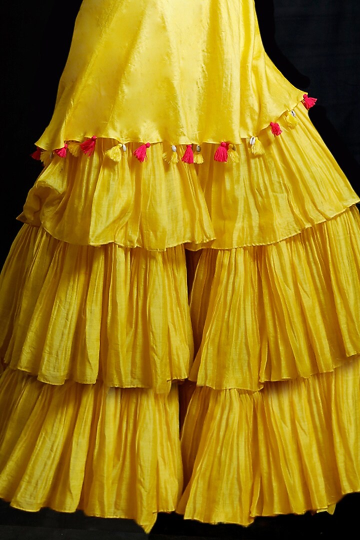 Yellow Chanderi Wedding Sharara Set by Archana Kochhar at Pernia's Pop Up Shop