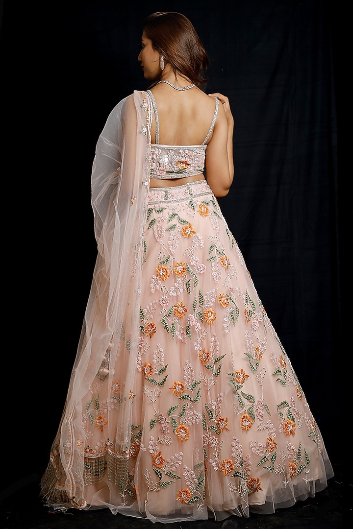 Pink Embroidered Wedding Lehenga Set by Archana Kochhar at Pernia's Pop Up Shop