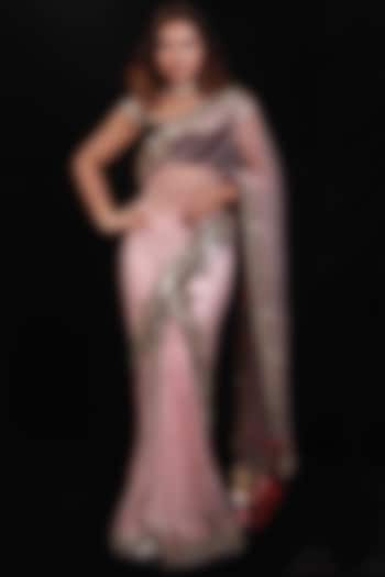 Pink Embroidered Saree Set by Archana Kochhar