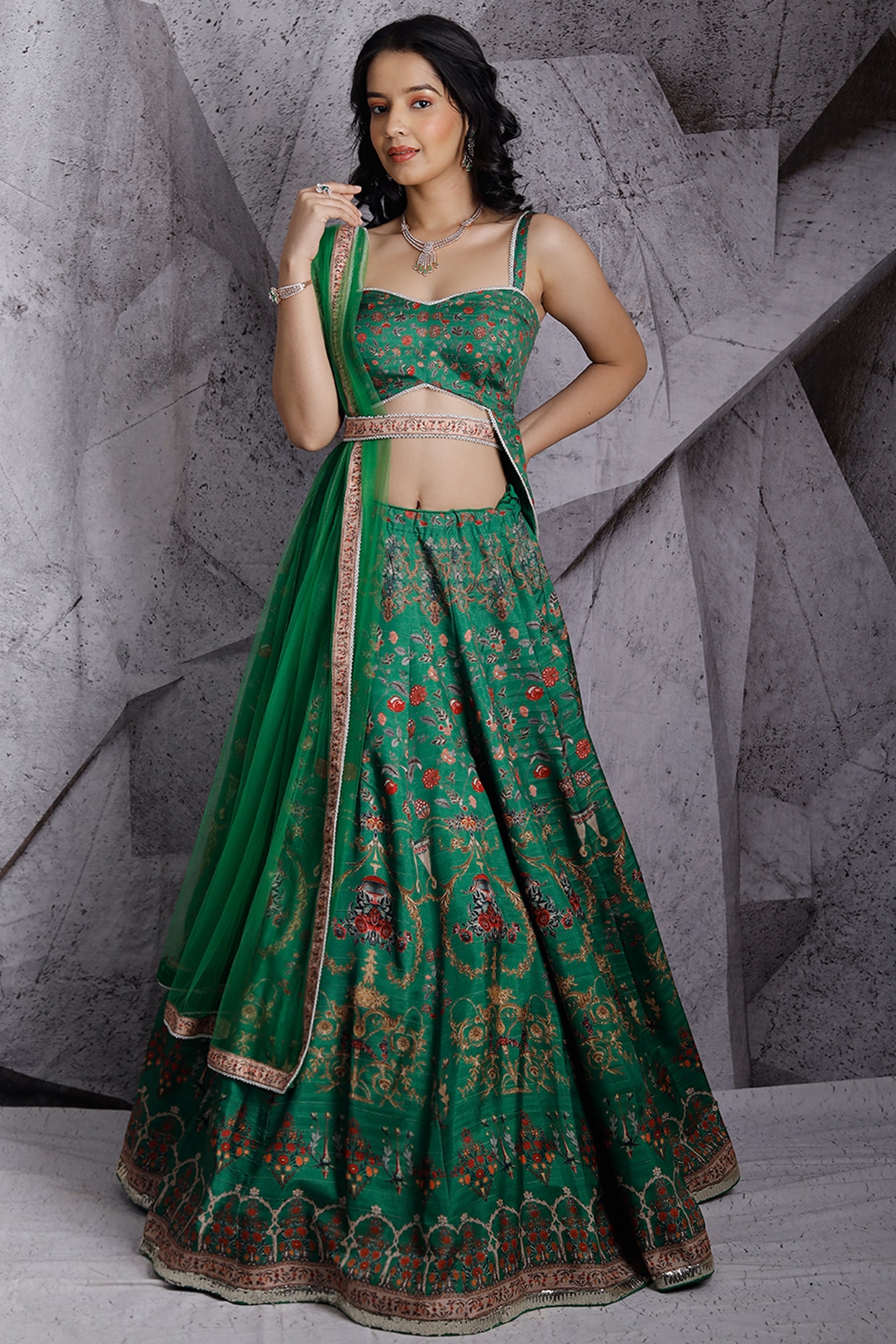 Majesty Neon Green Color Art Silk Designer Wear Lehenga Choli - 523 |  Heenastyle