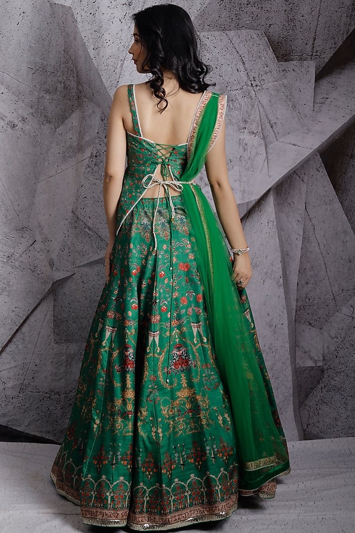 Green Digital Printed Lehenga Set by Archana Kochhar at Pernia's Pop Up Shop