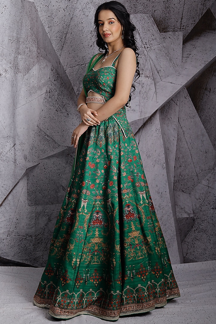Green Digital Printed Lehenga Set by Archana Kochhar at Pernia's Pop Up Shop