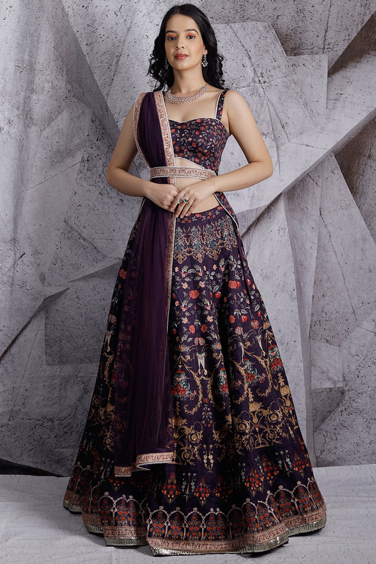 Smashing Purple Color Wedding Wear Taffeta Silk Digital Printed Lehenga  Choli – Kirdaram