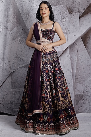 Purple Digital Printed Lehenga Set by Archana Kochhar