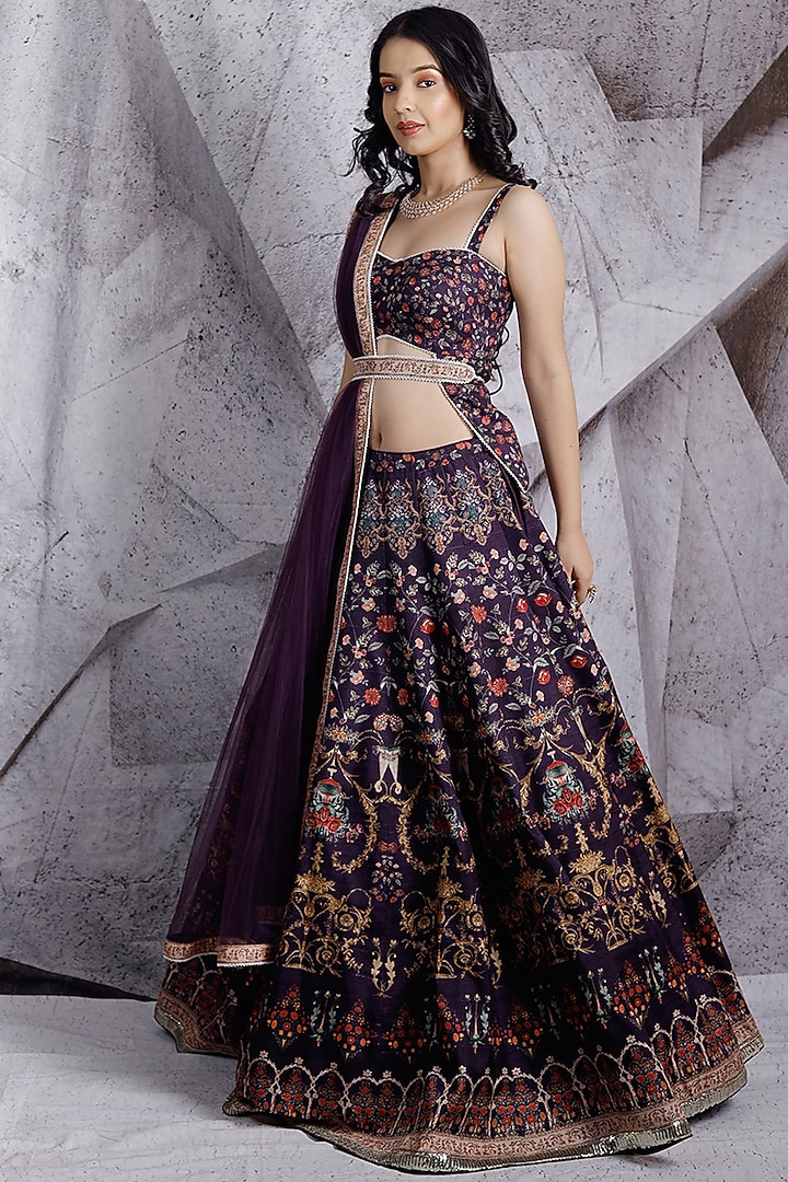 Purple Digital Printed Lehenga Set by Archana Kochhar at Pernia's Pop Up Shop