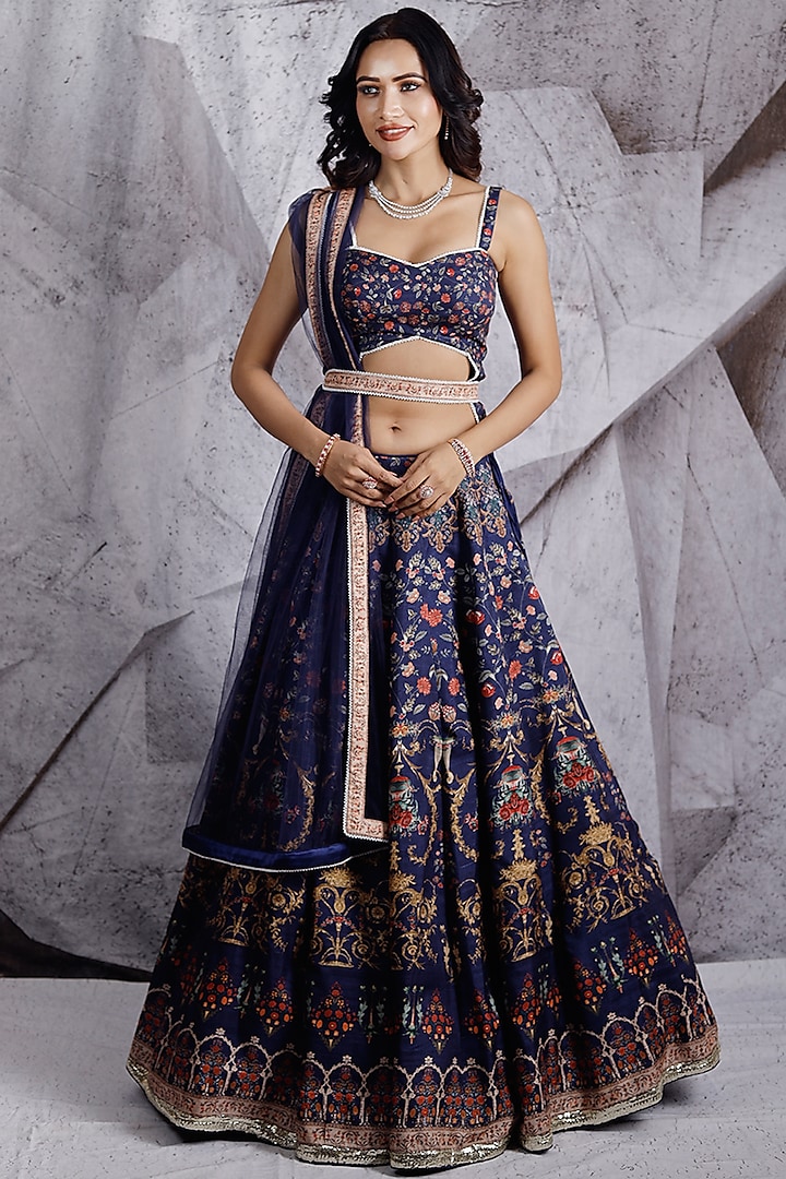 Blue Digital Printed Lehenga Set by Archana Kochhar at Pernia's Pop Up ...