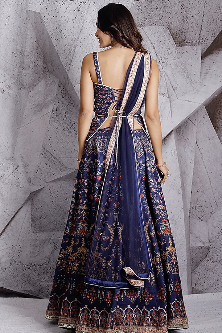 Blue Digital Printed Lehenga Set by Archana Kochhar at Pernia's Pop Up Shop