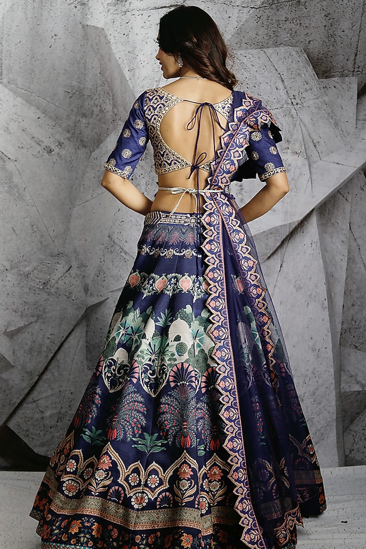 Purple Silk Printed Wedding Lehenga Set by Archana Kochhar at Pernia's Pop Up Shop