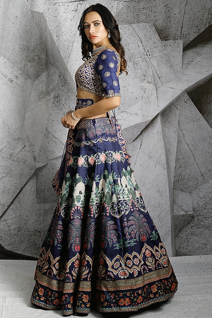 Purple Silk Printed Wedding Lehenga Set by Archana Kochhar at Pernia's Pop Up Shop