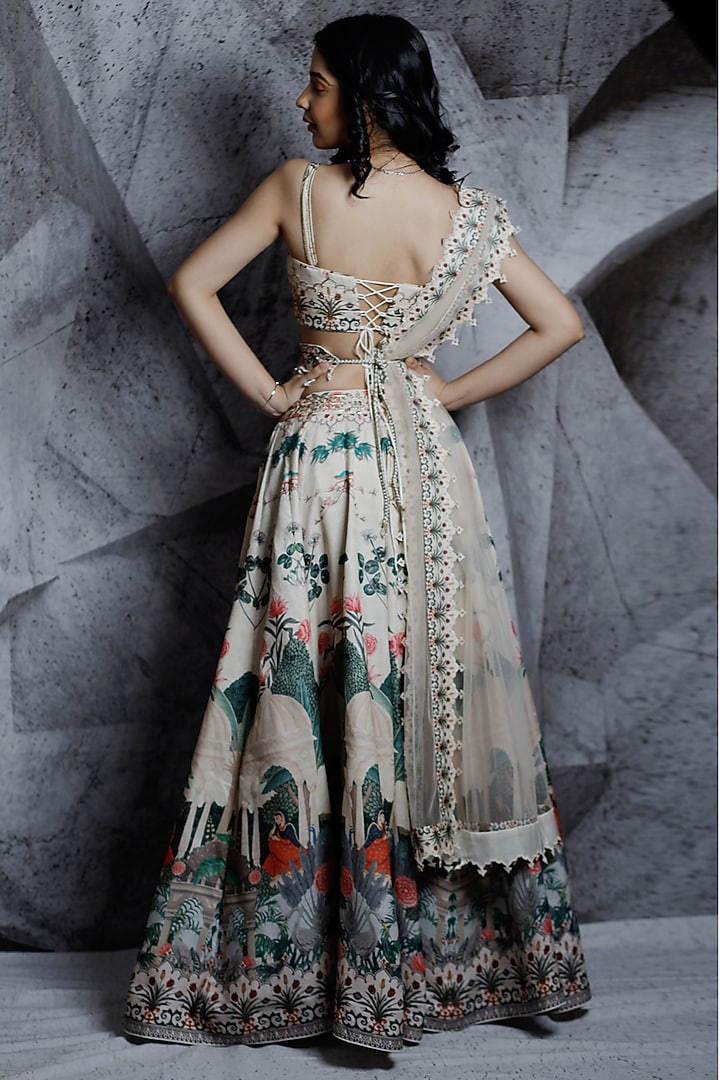 Ivory Printed Wedding Lehenga Set by Archana Kochhar at Pernia's Pop Up Shop