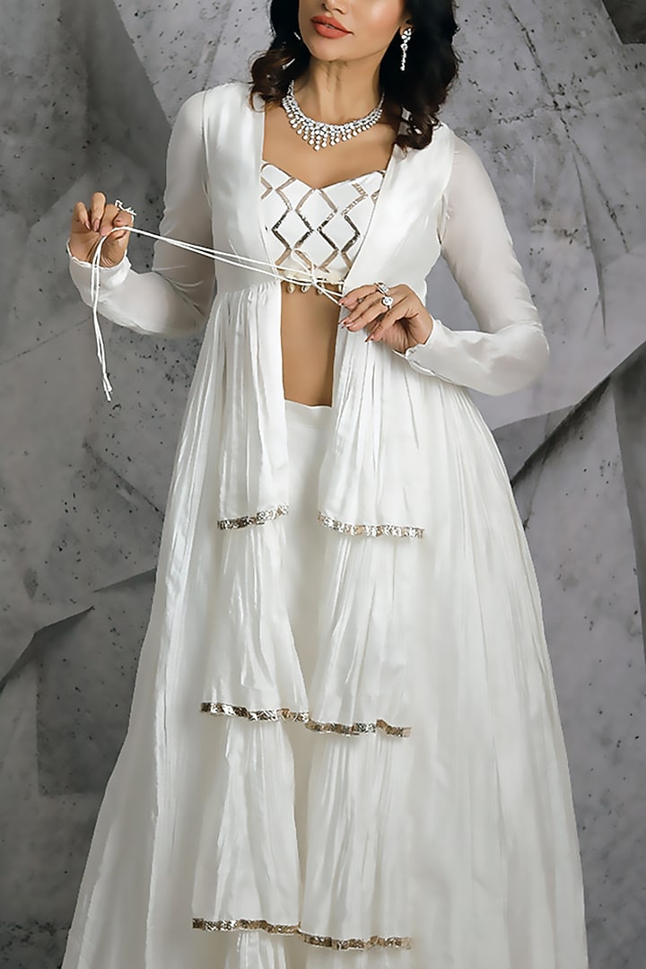 Ivory Embellished Jacket Set by Archana Kochhar at Pernia's Pop Up Shop