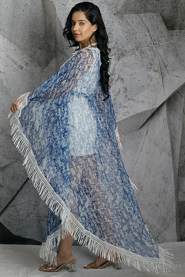 Blue Organza Kaftan With Dress by Archana Kochhar at Pernia's Pop Up Shop