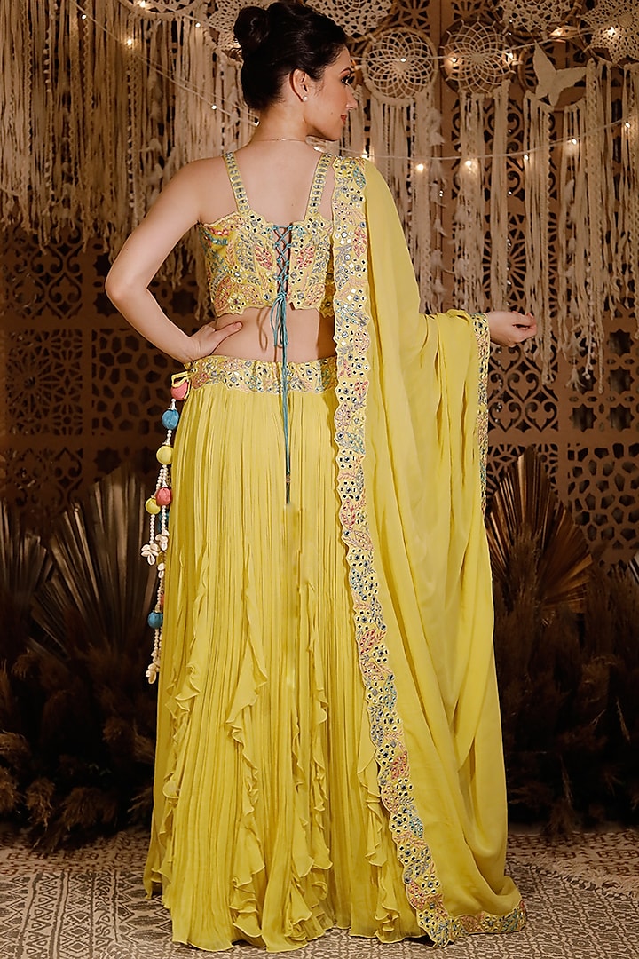 Yellow Embellished Wedding Lehenga Set by Archana Kochhar at Pernia's Pop Up Shop
