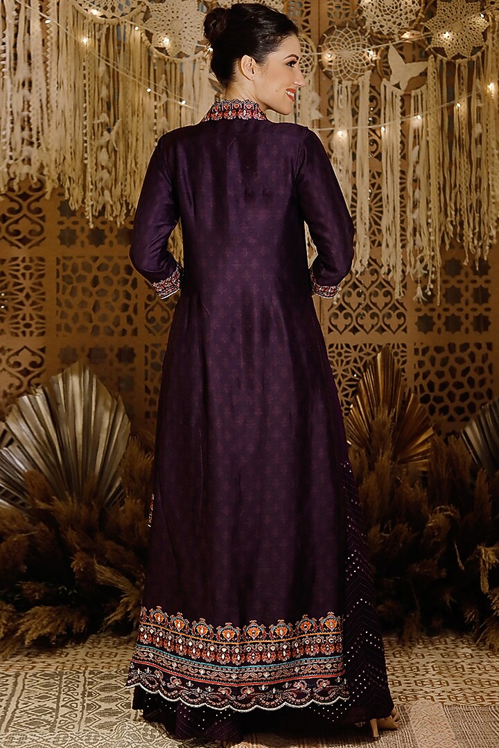 Purple Embroidered Jacket Set by Archana Kochhar at Pernia's Pop Up Shop