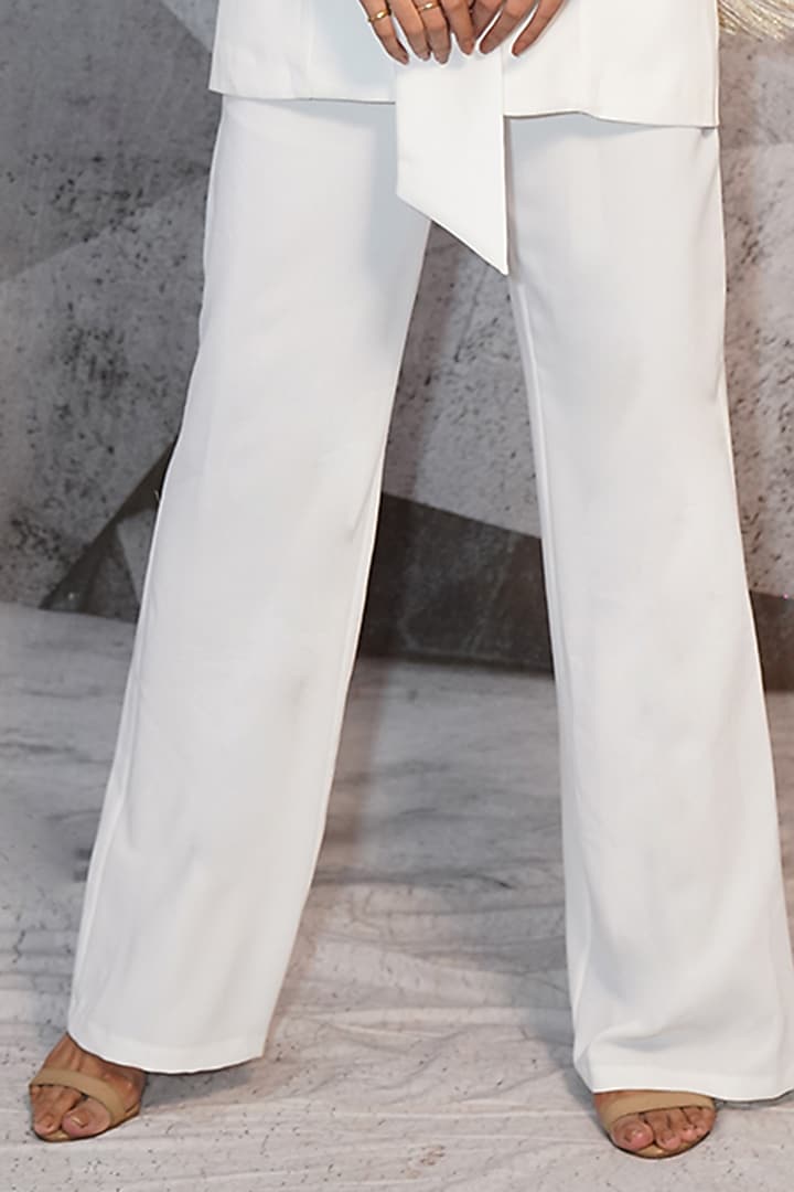 Ivory Italian Suiting Tassel Embroidered Blazer Set by Archana Kochhar at Pernia's Pop Up Shop