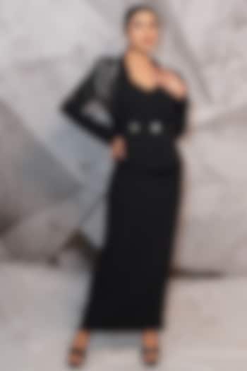 Black Italian Suiting Blazer Vacation Dress by Archana Kochhar at Pernia's Pop Up Shop