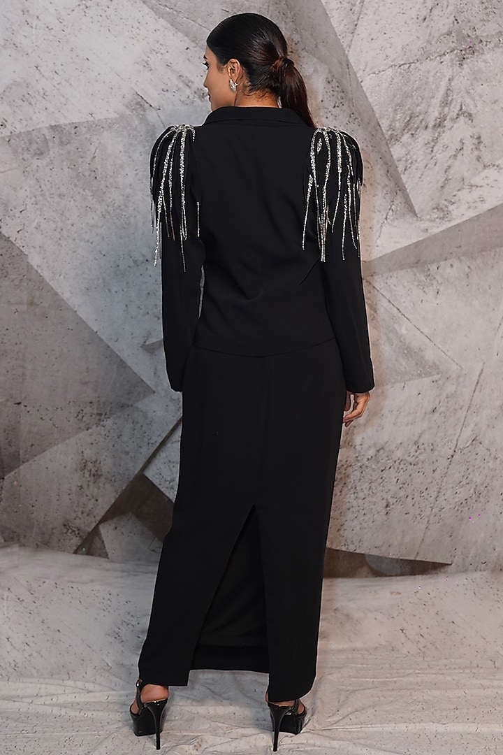 Black Italian Suiting Blazer Vacation Dress by Archana Kochhar at Pernia's Pop Up Shop