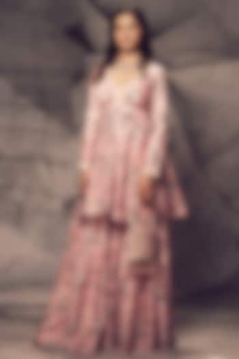 Pastel Pink Raw Silk Wedding Sharara Set by Archana Kochhar at Pernia's Pop Up Shop