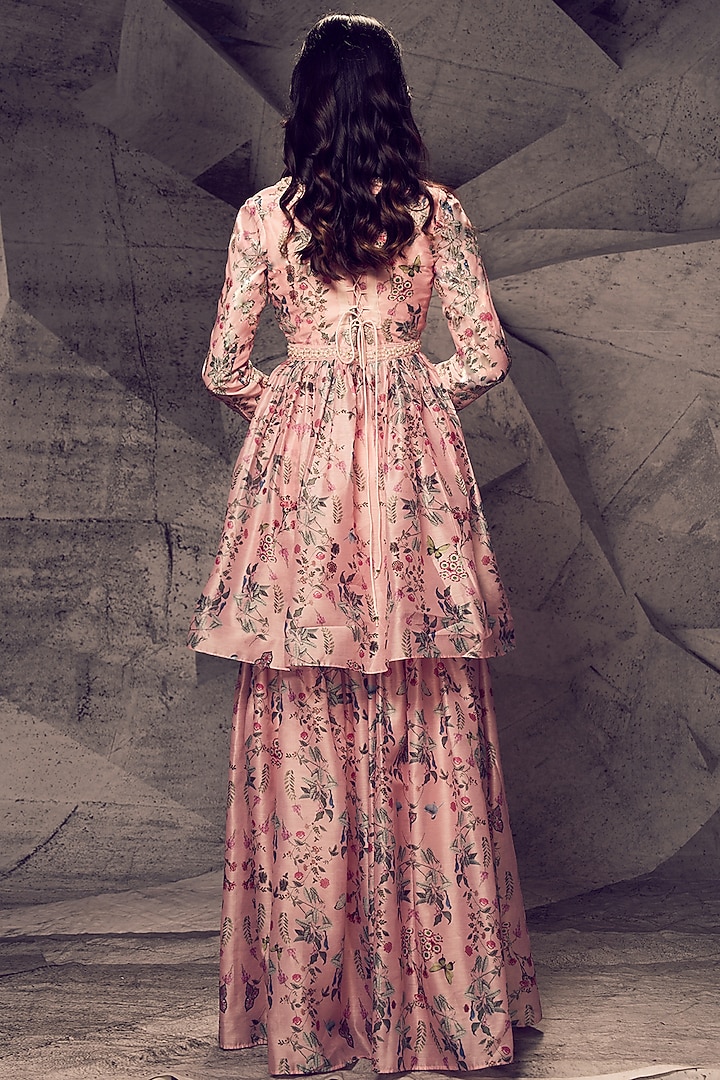 Pastel Pink Raw Silk Wedding Sharara Set by Archana Kochhar at Pernia's Pop Up Shop