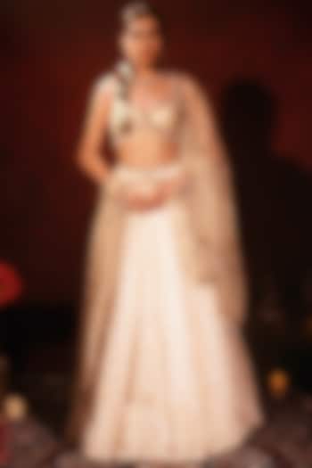 Ivory Lucknowi Embroidered Wedding Lehenga Set by Archana Kochhar at Pernia's Pop Up Shop